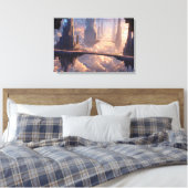 Drijvende metropolis in de wolken canvas afdruk (Insitu (Slaapkamer))