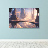 Drijvende metropolis in de wolken canvas afdruk (Insitu (Houten vloer))