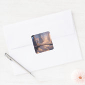 Drijvende metropolis in de wolken vierkante sticker (Envelop)
