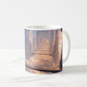 Drijvende metropool in de wolken koffiemok