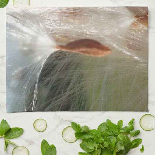 Drijvende Milkweed Seeds Art Print/Graphic Theedoek (Gevouwen)