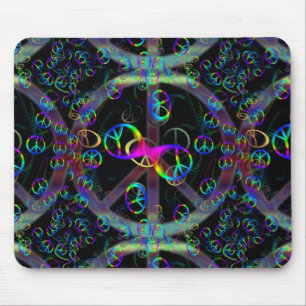 Drijvende Neon Peace Signs Muismat