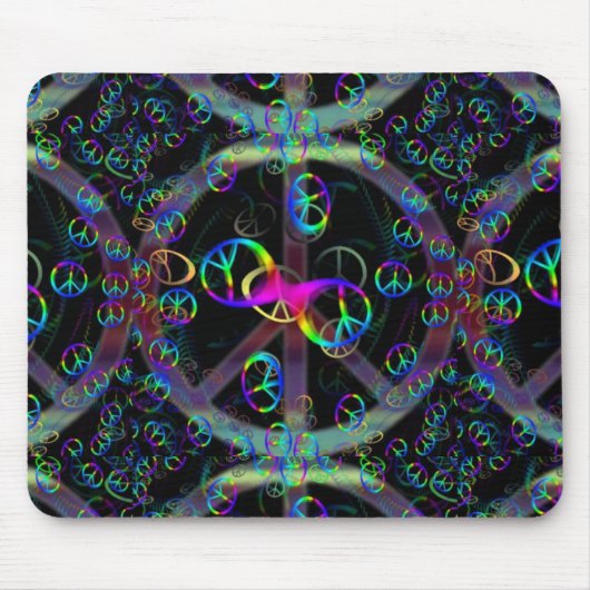 Drijvende Neon Peace Signs Muismat (Voorkant)