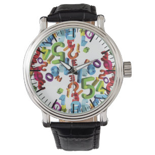 Drijvende Nummers bekijken op witte achtergrond Horloge