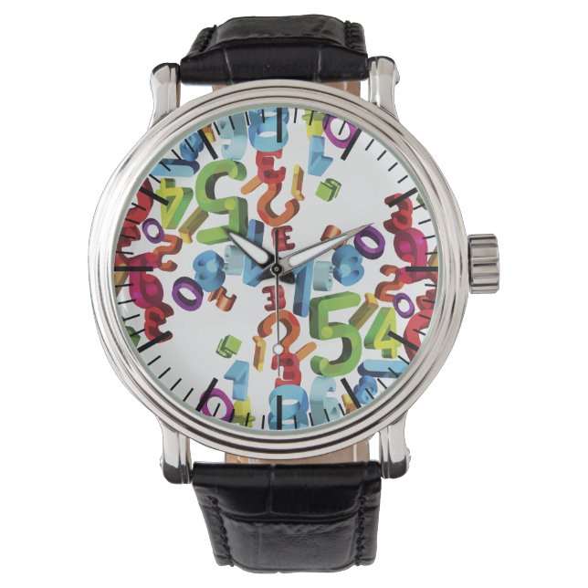 Drijvende Nummers Kijken op witte achtergrond Horloge (Voorkant)