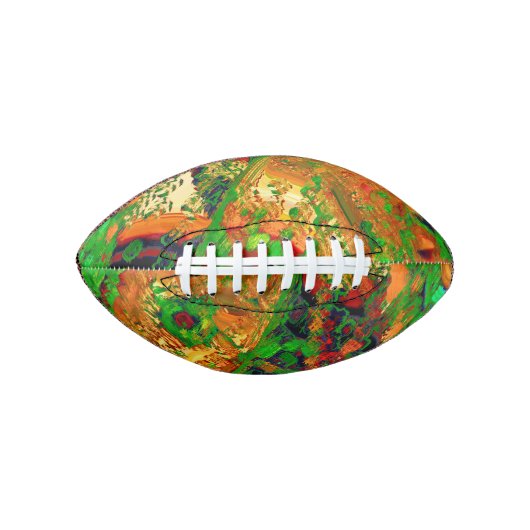 Drijvende of maskerpartij van verf, groen en oranj american football (Voorkant)