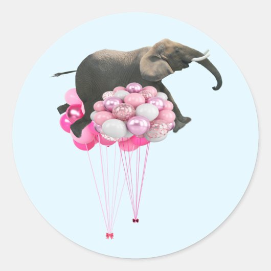 Drijvende Olifant Blauwe Sticker (Voorkant)