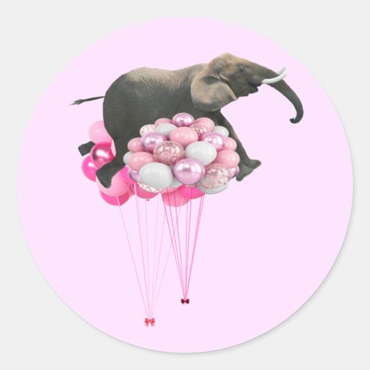 Drijvende Olifant Roze Sticker (Voorkant)