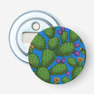 Drijvende opuntia op blauw button flesopener