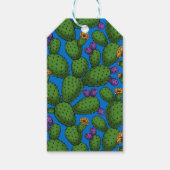 Drijvende opuntia op blauw cadeaulabel (Voorkant)