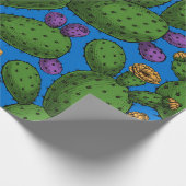 Drijvende opuntia op blauw cadeaupapier (Hoek)