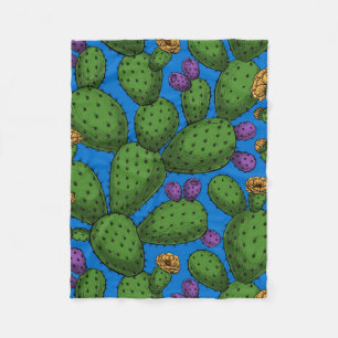 Drijvende opuntia op blauw fleece deken