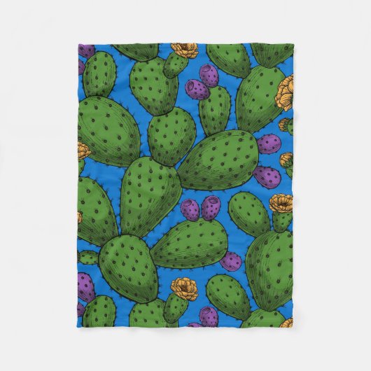 Drijvende opuntia op blauw fleece deken (Voorkant)