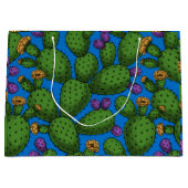 Drijvende opuntia op blauw groot cadeauzakje (Voorkant)