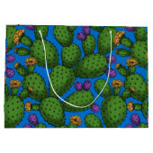 Drijvende opuntia op blauw groot cadeauzakje (Achterkant)