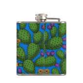 Drijvende opuntia op blauw heupfles (Achterkant)