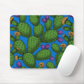 Drijvende opuntia op blauw muismat (Met muis)