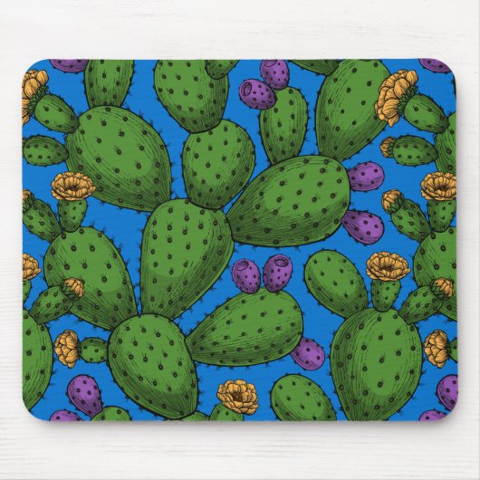 Drijvende opuntia op blauw muismat (Voorkant)