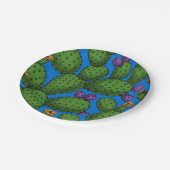 Drijvende opuntia op blauw papieren bordje (Gekanteld)