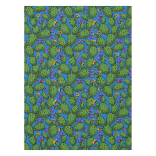 Drijvende opuntia op blauw tafelkleed (Voorkant)