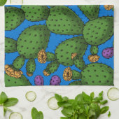 Drijvende opuntia op blauw theedoek (Gevouwen)