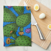 Drijvende opuntia op blauw theedoek (Quarter Fold)