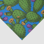 Drijvende opuntia op blauw tissuepapier (Detail)