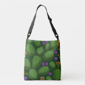 Drijvende opuntia op donkergroen crossbody tas (Achterkant)