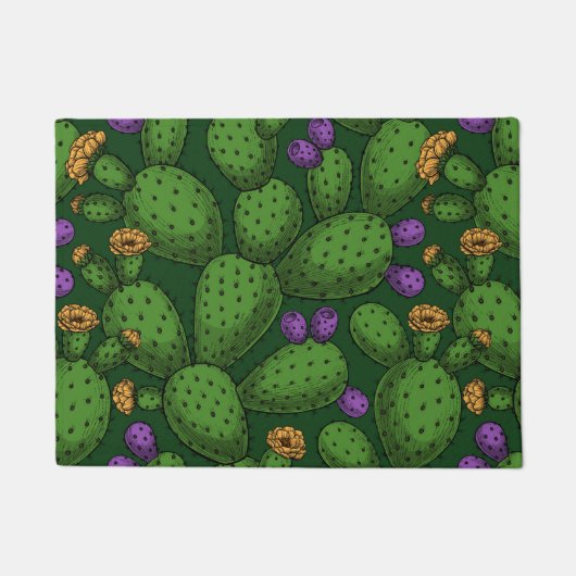 Drijvende opuntia op donkergroen deurmat (Voorkant)
