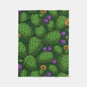 Drijvende opuntia op donkergroen fleece deken