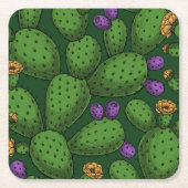 Drijvende opuntia op donkergroen kartonnen onderzetters (Voorkant)