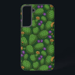 Drijvende opuntia op donkergroen samsung galaxy hoesje<br><div class="desc">met de hand getekend vectorpatroon met bloembollen</div>