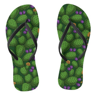 Drijvende opuntia op donkergroen teenslippers