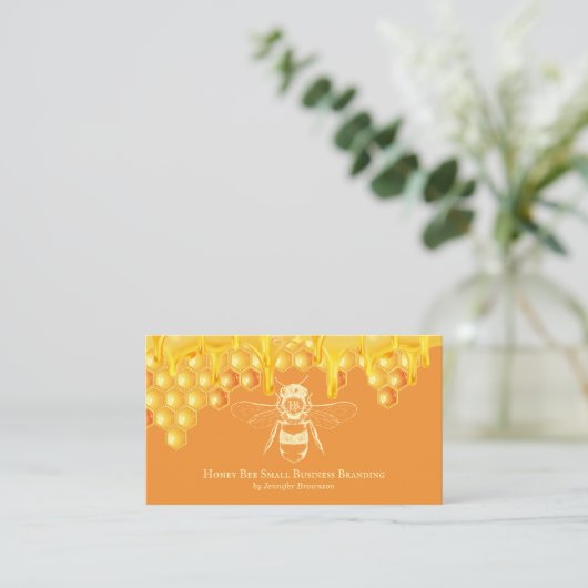 Drijvende Oranje bijenteelt Apiary Honey Boerderij Visitekaartje (Staand voorkant)