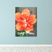 Drijvende Oranje canvas afdrukken (Insitu (Houten vloer))