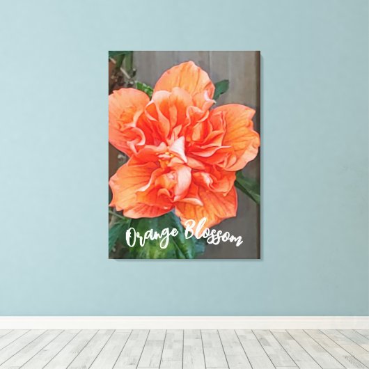 Drijvende Oranje canvas afdrukken (Insitu (Houten vloer))