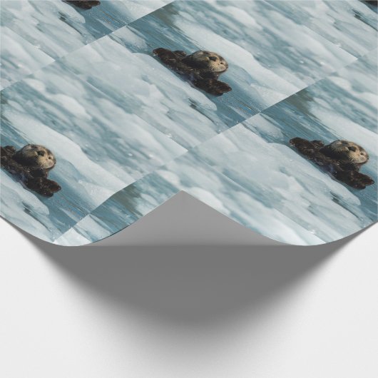 Drijvende otter cadeaupapier (Hoek)