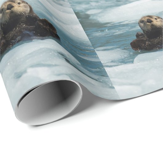 Drijvende otter cadeaupapier (Rol Hoek)