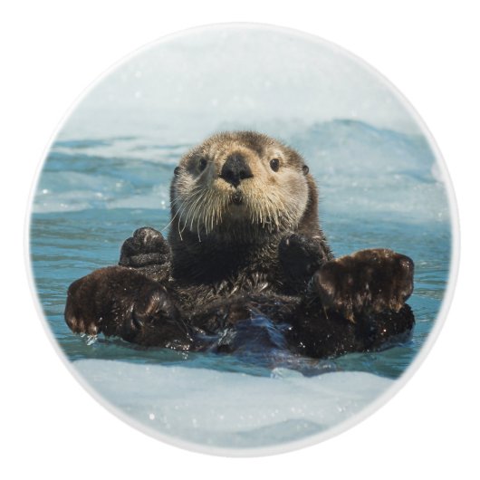 Drijvende otter keramische knop (Voorkant)