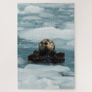 Drijvende otter legpuzzel