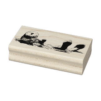 Drijvende Otter Nieuw Opgezette Rubberzegel Rubberstempel