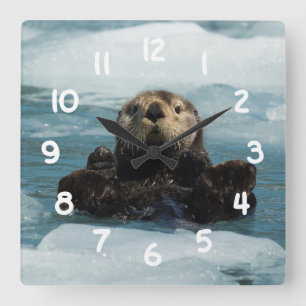 Drijvende otter vierkante klok