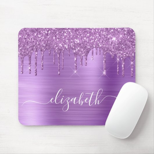 Drijvende Paarse Glitter Monogram Muismat (Met muis)