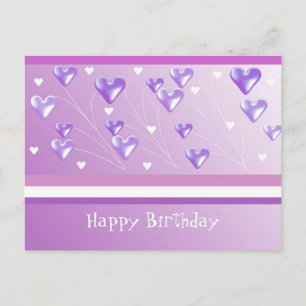 Drijvende Paarse harten: Birthday Greeting Briefkaart