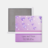 Drijvende Paarse harten sparen de Datum Magneet (Voorkant / Achterkant)