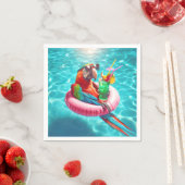 Drijvende papegaai in een zwembad servet (Insitu)