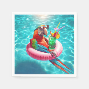 Drijvende papegaai in een zwembad servet