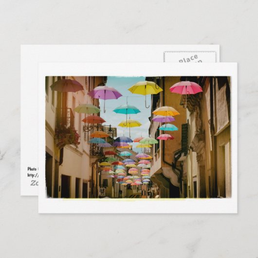 drijvende paraplu's briefkaart (Voorkant / Achterkant)