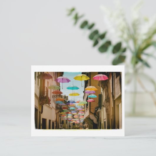 drijvende paraplu's briefkaart (Staand voorkant)