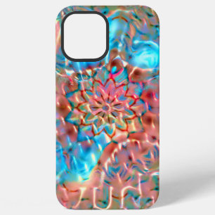 Drijvende perziken en aqua onder gehammerd glas iPhone 12 pro max hoesje